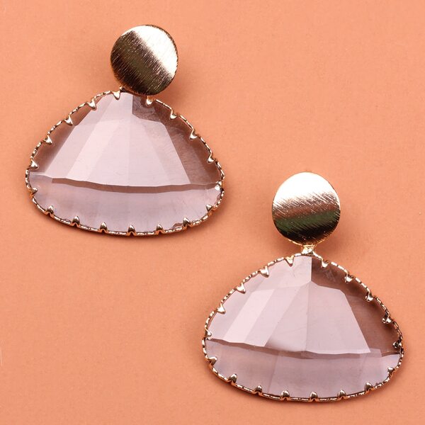 

Round Decor Geo Drop Earrings, Light grey