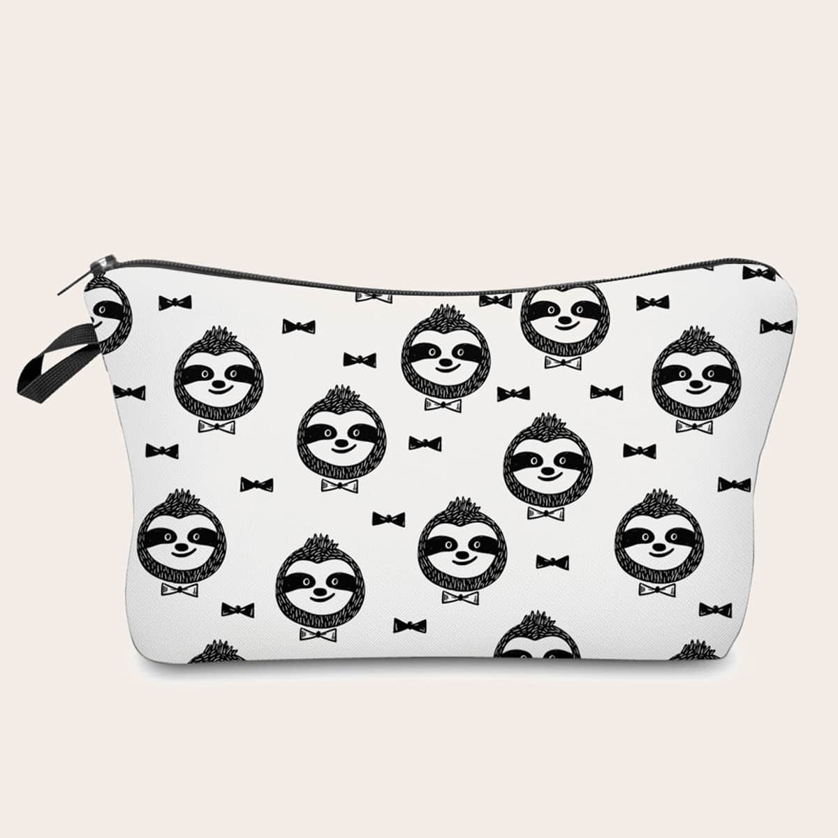 

Sloth Cartoon Graphic Makeup Bag, Multicolor
