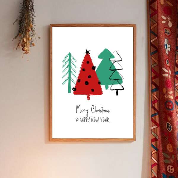 

Christmas Tree Print Wall Painting Without Frame, Multicolor