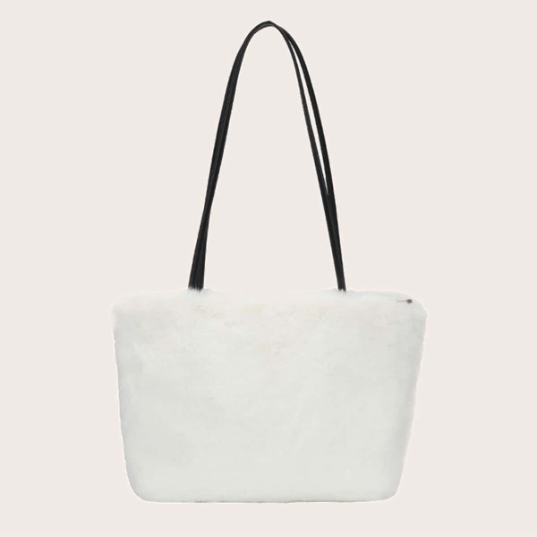 

Minimalist Fluffy Tote Bag, White