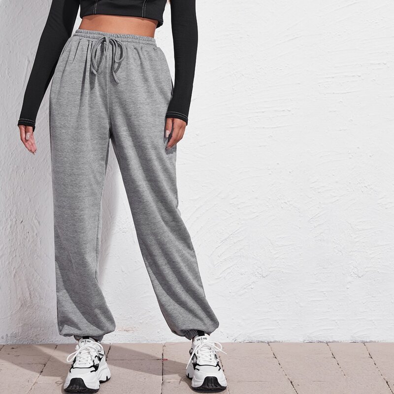 

Drawstring Waist Solid Sweatpants, Grey