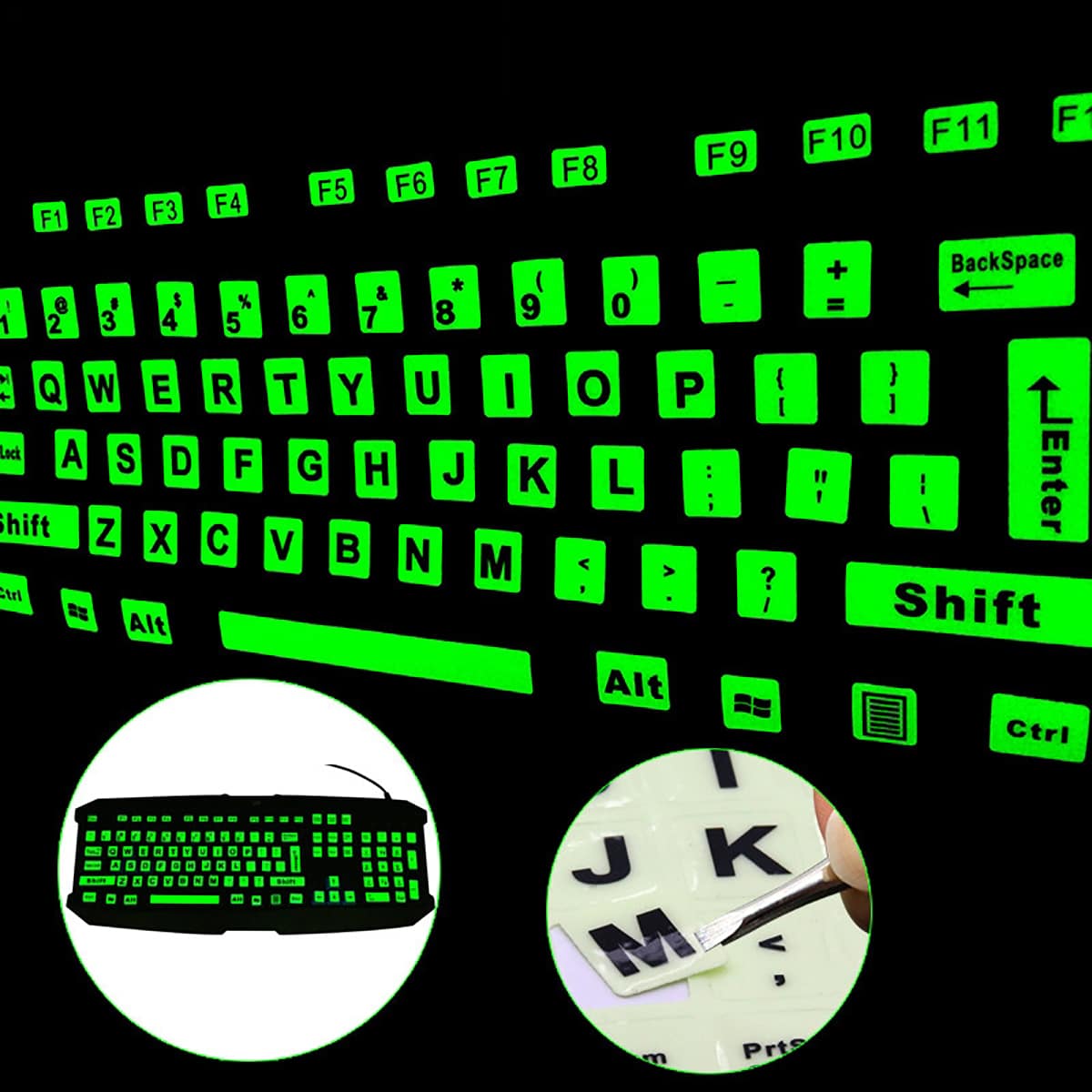 

Random 1pc Luminous Keyboard Sticker, Black
