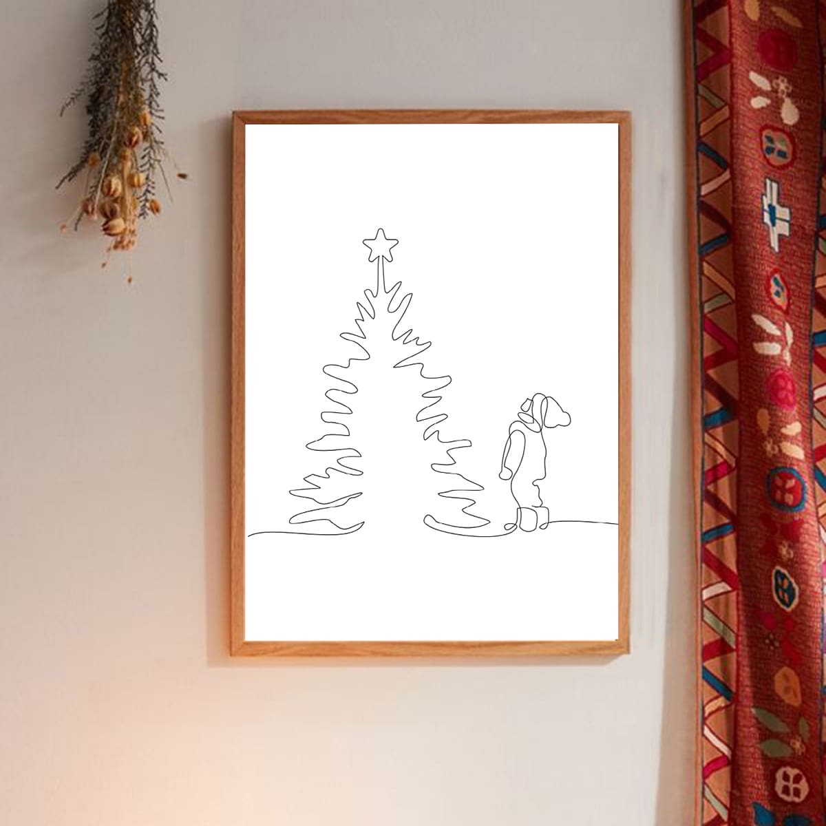 

Christmas Tree Print Wall Painting Without Frame, White