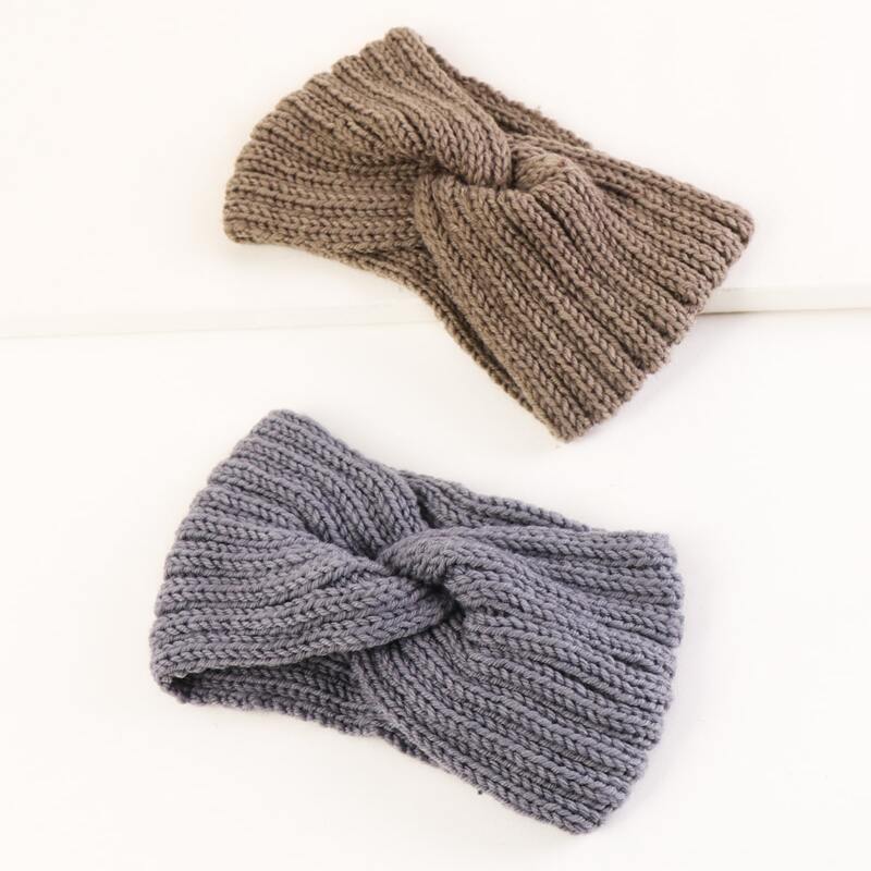 

2pcs Solid Knit Headband, Multicolor