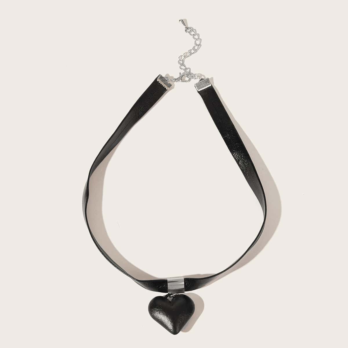 

Heart PU Leather Choker, Black
