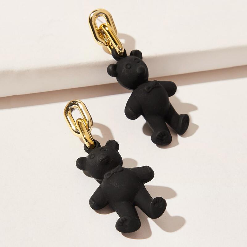 

Bear Drop Earrings, Black