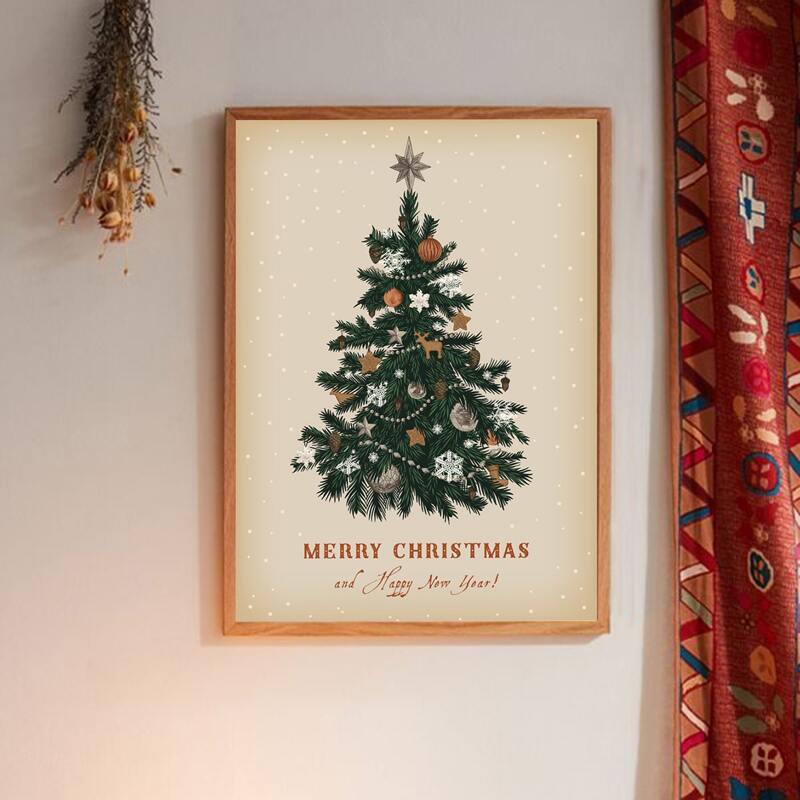 

Christmas Tree Print Wall Painting Without Frame, Multicolor