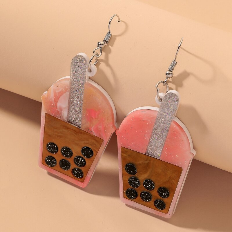 

Milk Tea Drop Earrings, Multicolor