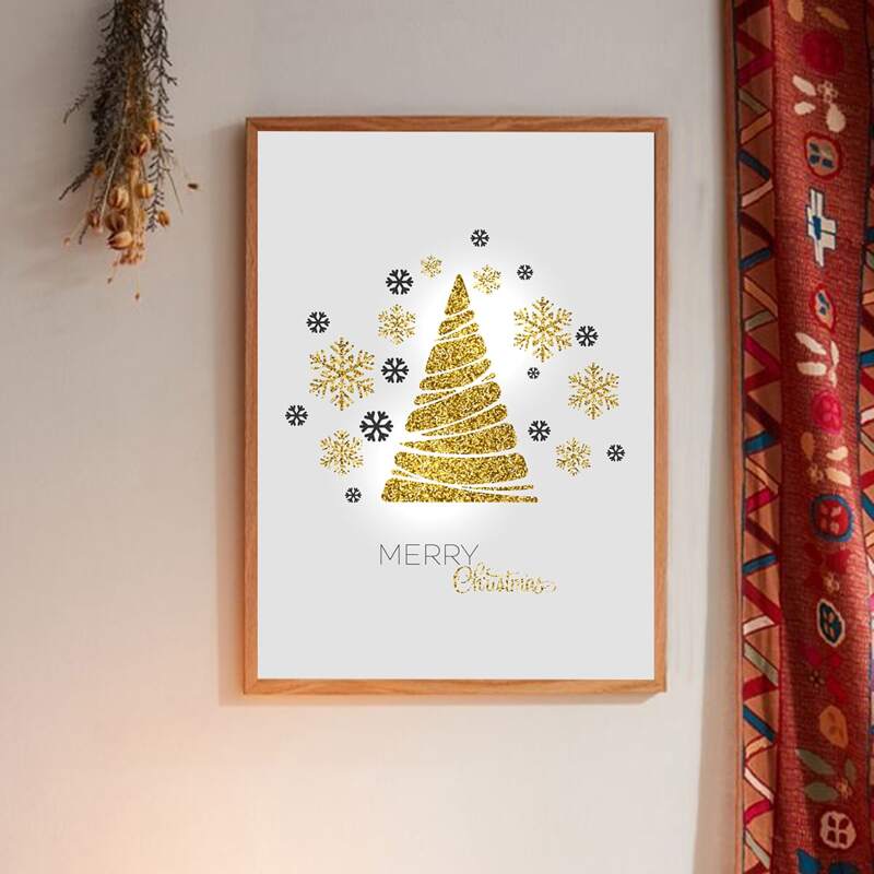 

Christmas Tree Print Wall Painting Without Frame, Multicolor