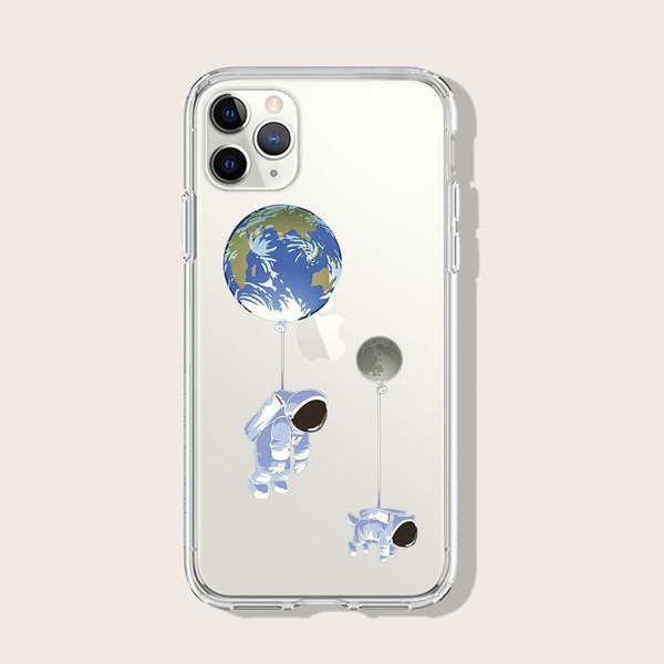 

Прозрачный чехол для iPhone с принтом астронавта, Многоцветный