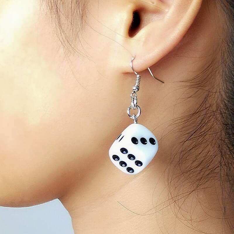 

Dice Drop Earrings, White