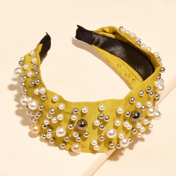 

Faux Pearl Decor Hair Hoop, Yellow