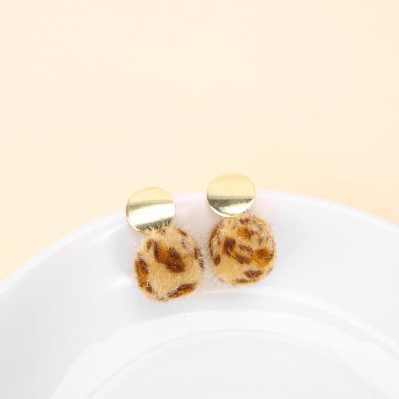 

Leopard Round Drop Earrings, Multicolor