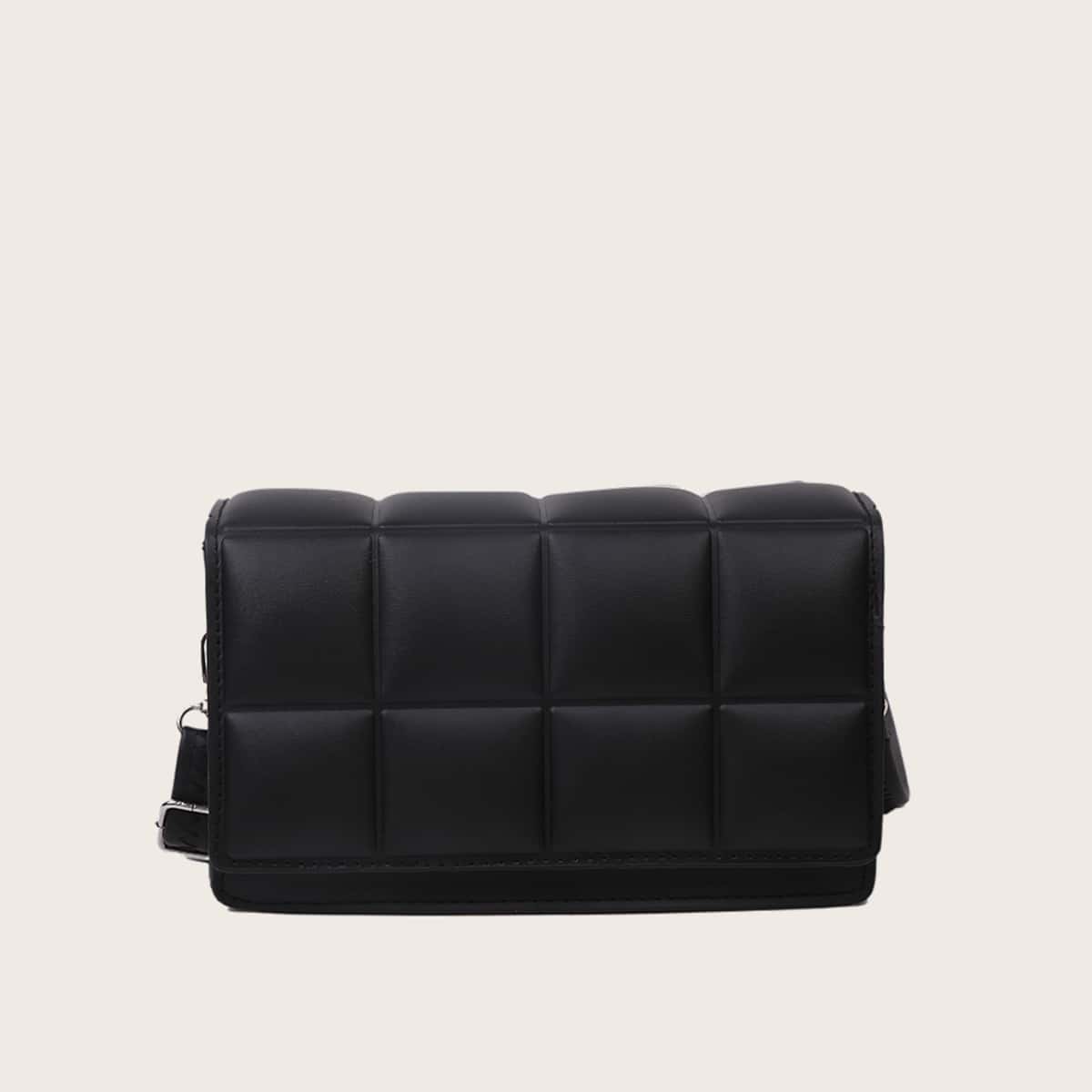 

Quilted Flap Crossbody Bag, Black