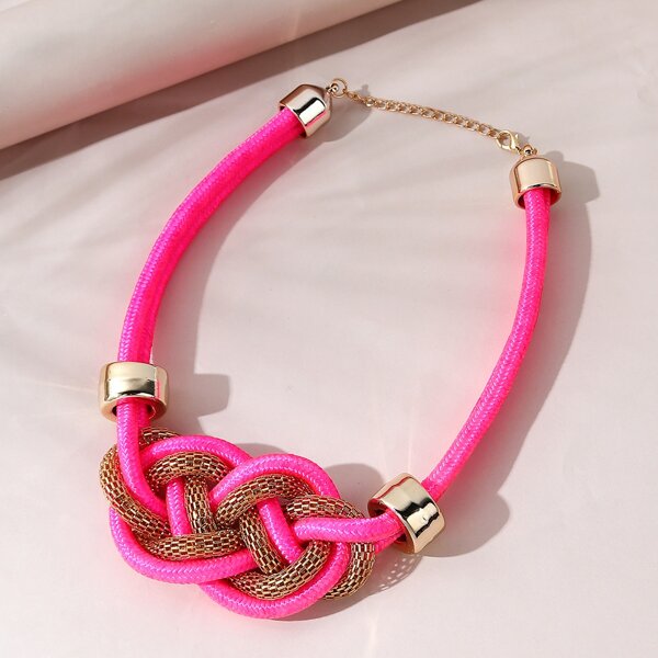 

Woven Detail Necklace, Hot pink