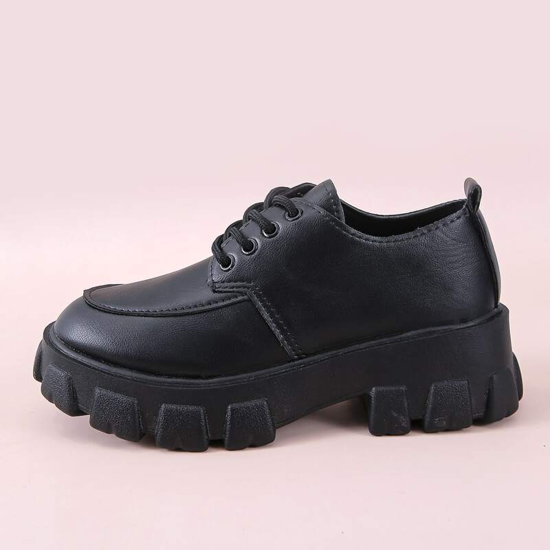 

Minimalist Lace-up Front Flats, Black