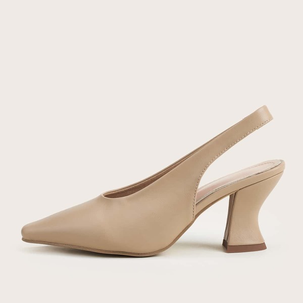 

Square Toe High Heeled Slingback Pumps, Khaki