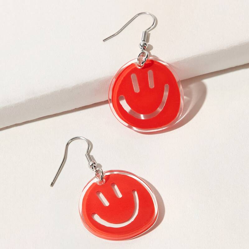 

Smile Drop Earrings, Red