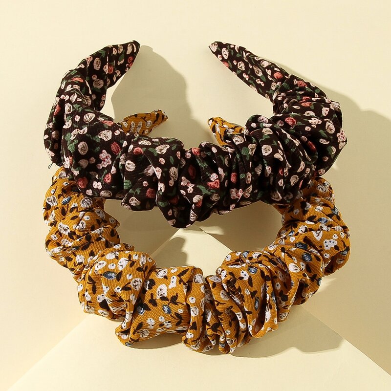 

2pcs Flower Print Hair Hoop, Multicolor
