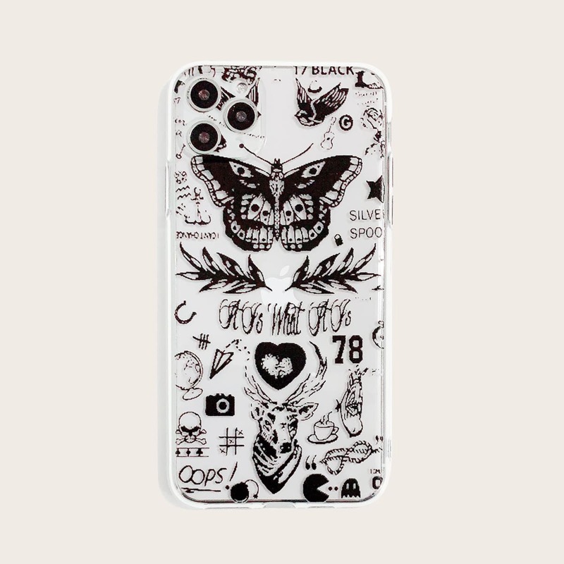 

Animal & Letter Graphic iPhone Case, Black