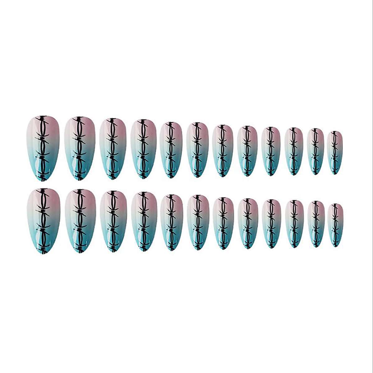 

24pcs Ombre Fake Nail, Multicolor