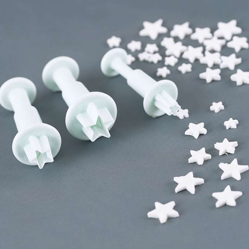 

3pcs Star Biscuit Press Mold, White