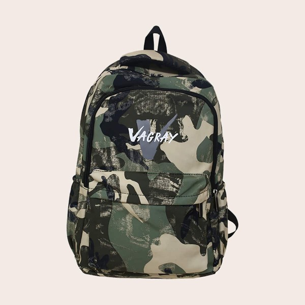 

Men Camo Print Backpack, Green