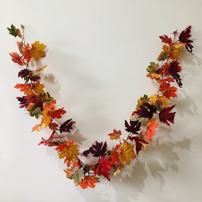 

1pc Artificial Maple Leaf Vine, Multicolor