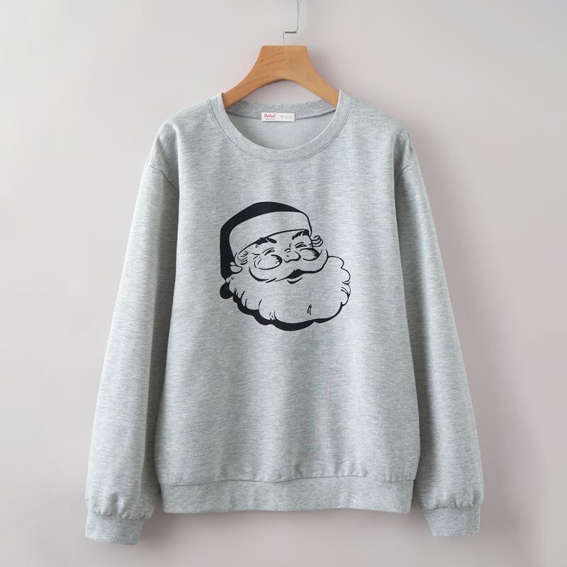 

Christmas Santa Claus Graphic Sweatshirt, Light grey