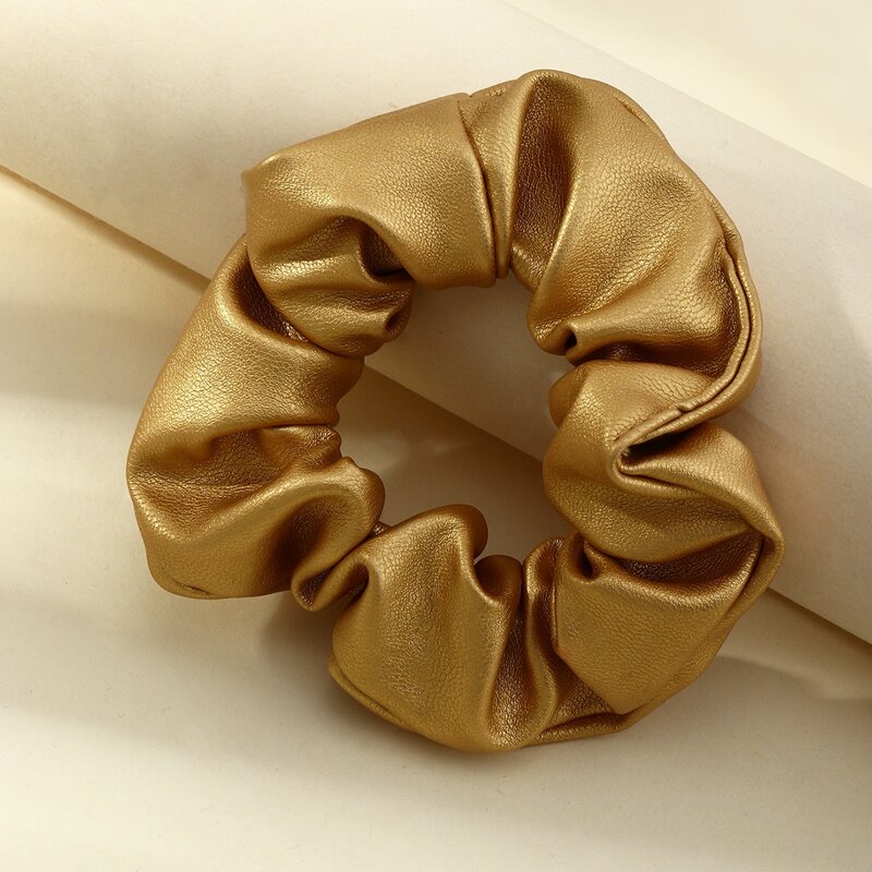 

Metallic PU Leather Scrunchie, Gold
