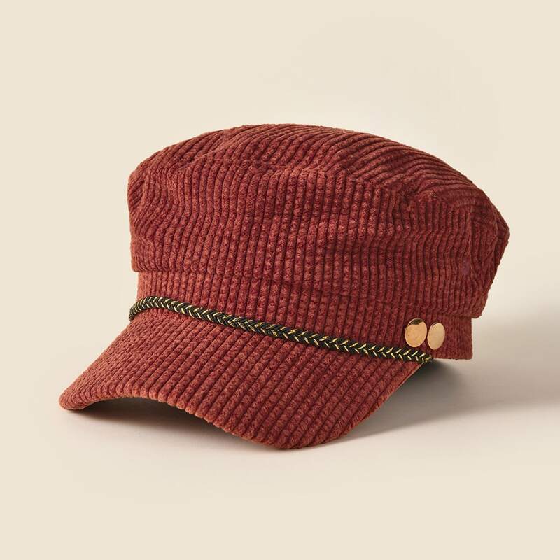 

Ribbed Baker Boy Hat, Burgundy
