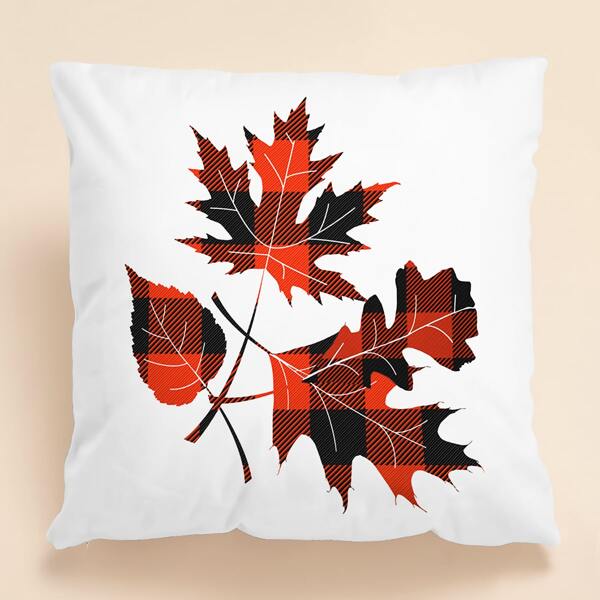 

Leaf Print Cushion Cover Without Filler, Multicolor