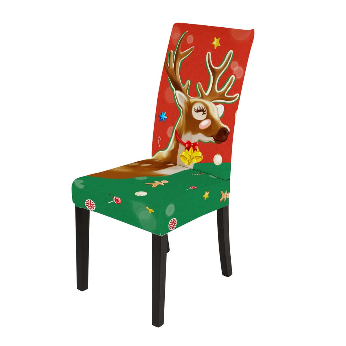 

Christmas Elk Print Stretchy Chair Cover, Multicolor