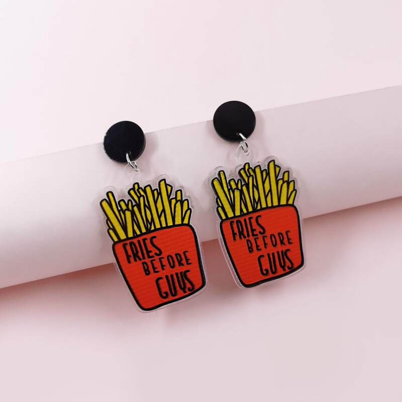 

Cartoon Fries Drop Earrings, Multicolor