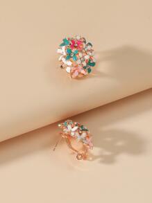 水钻花朵装饰耳环 情人节、妈妈、母亲、母亲节、礼物