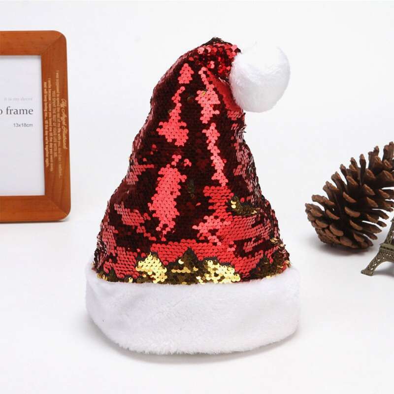 

1pc Christmas Sequin Decor Hat, Multicolor