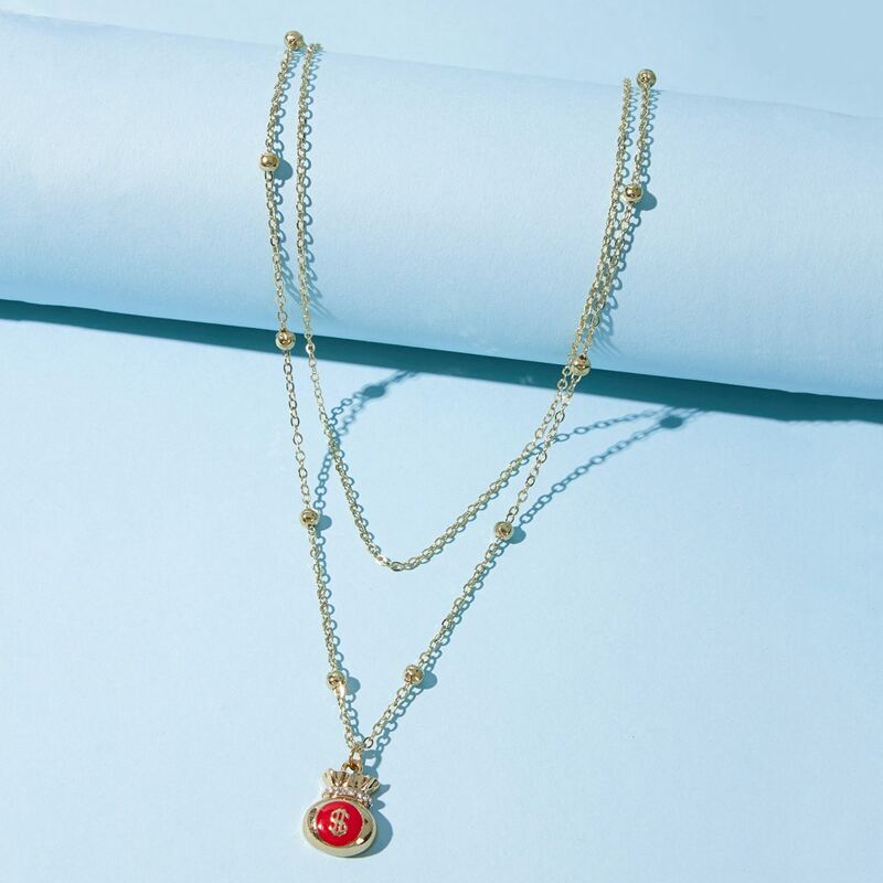 

Christmas Money Bag Layered Necklace, Gold