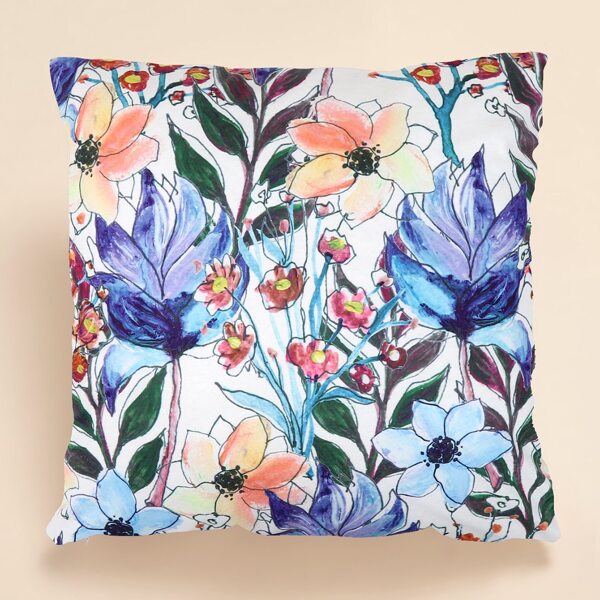 

Flower Print Cushion Cover Without Filler, Multicolor