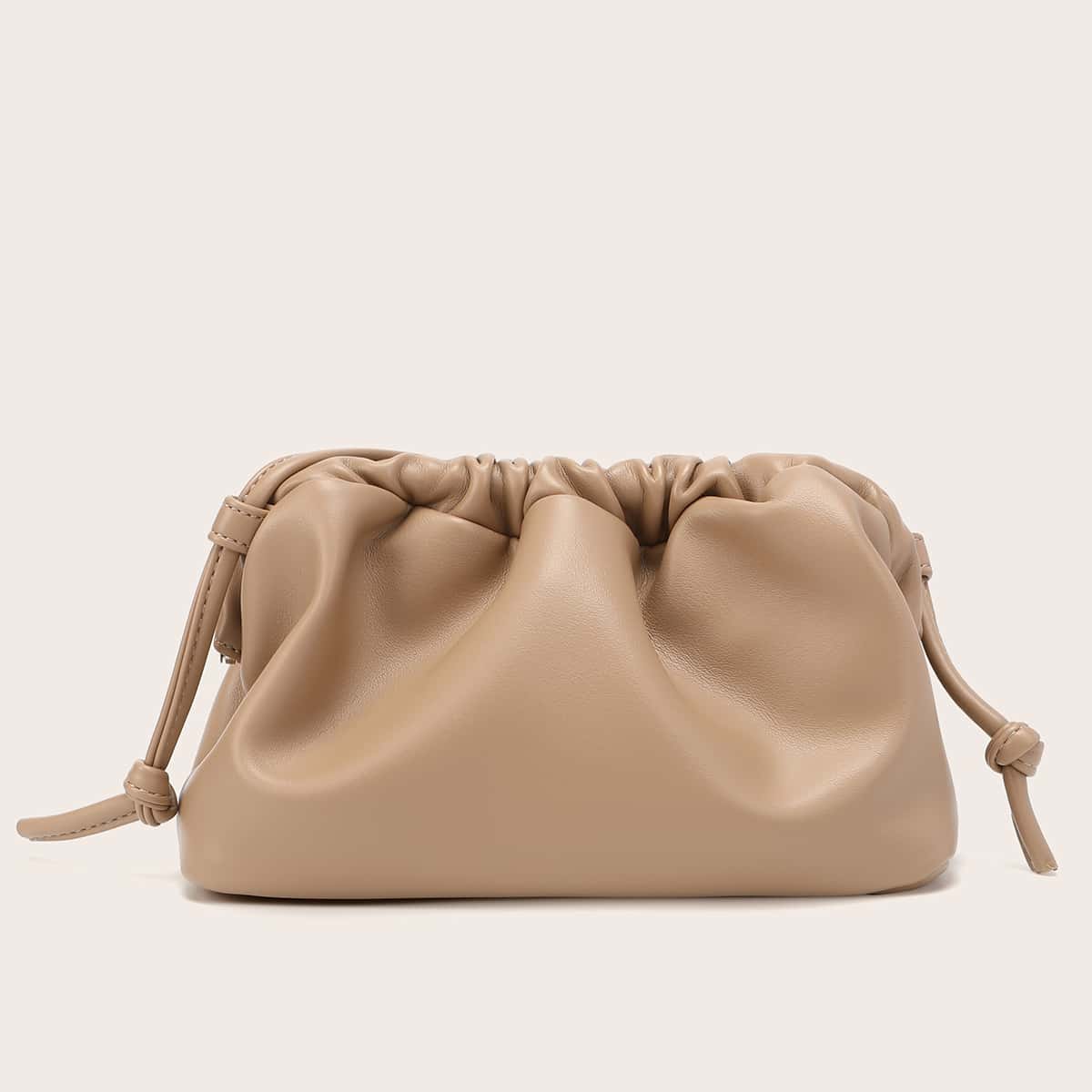 Ruched Crossbody Bag, Khaki