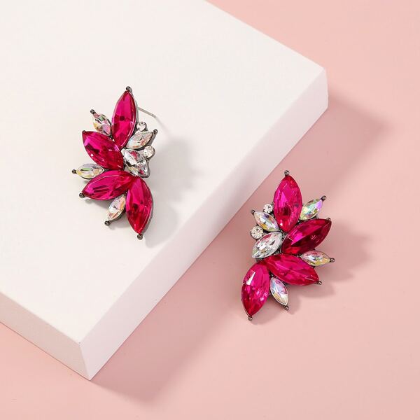 

Rhinestone Decor Stud Earrings, Multicolor