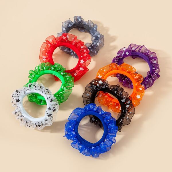 

8pcs Toddler Girls Star Print Hair Tie, Multicolor