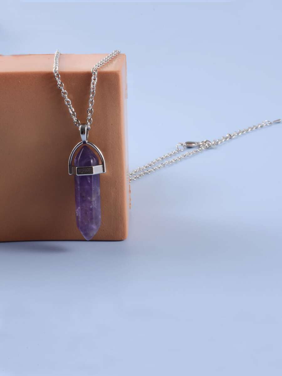 Vòng cổ mặt dây chuyền bằng đá nam thời trang và phổ biến để làm quà tặng trang sức và cho vẻ ngoài sành điệu - Màu tím - Xem 1