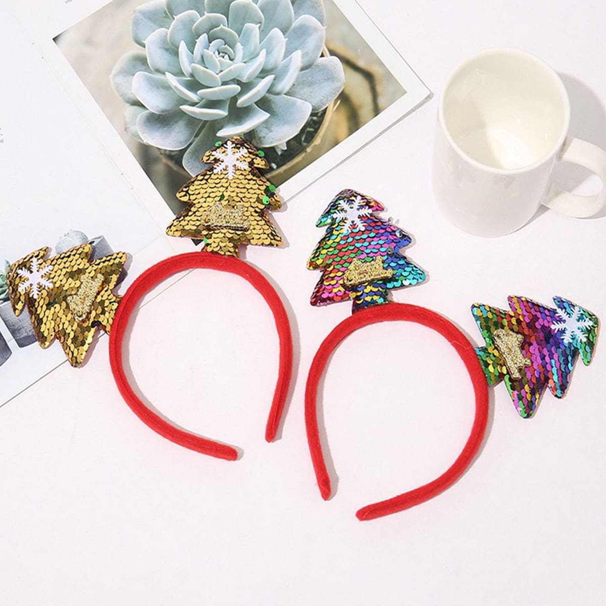 

2pcs Christmas Tree Decor Hair Hoop, Multicolor