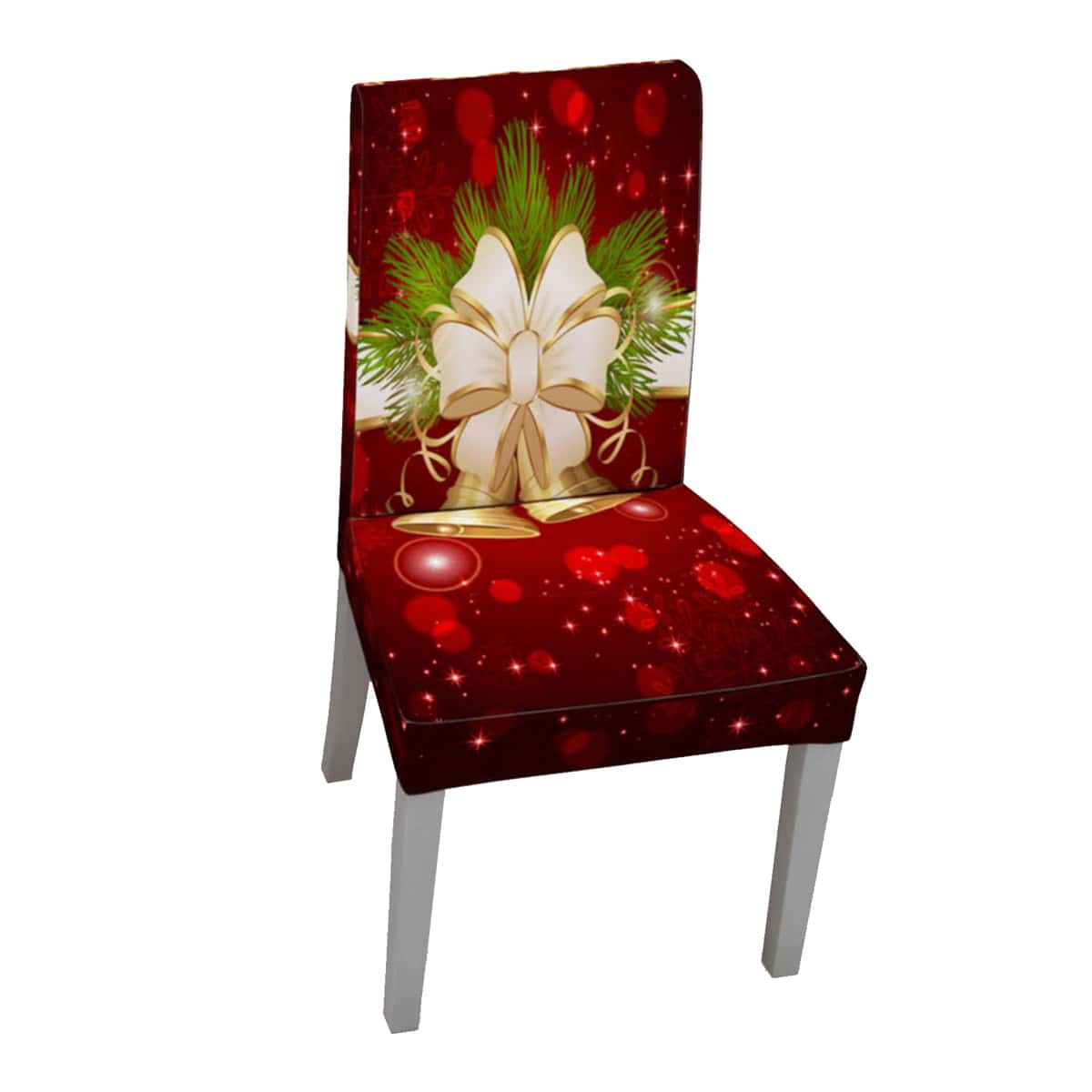 

Christmas Bells Print Stretchy Chair Cover, Red