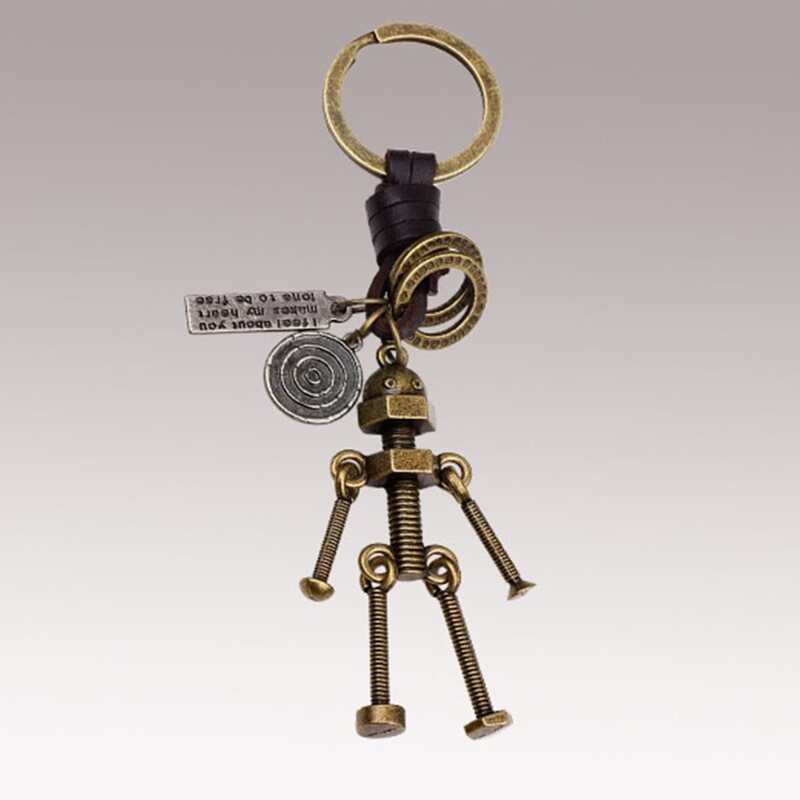 

1pc Robot Charm Keychain, Bronze