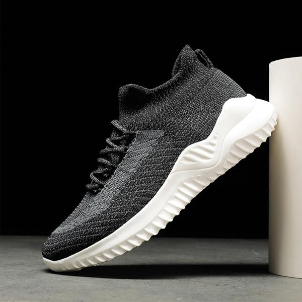 

Men Lace-up Decor Wide Fit Sneakers, Grey