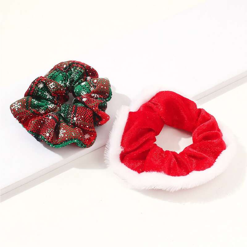 

2pcs Christmas Scrunchie, Multicolor