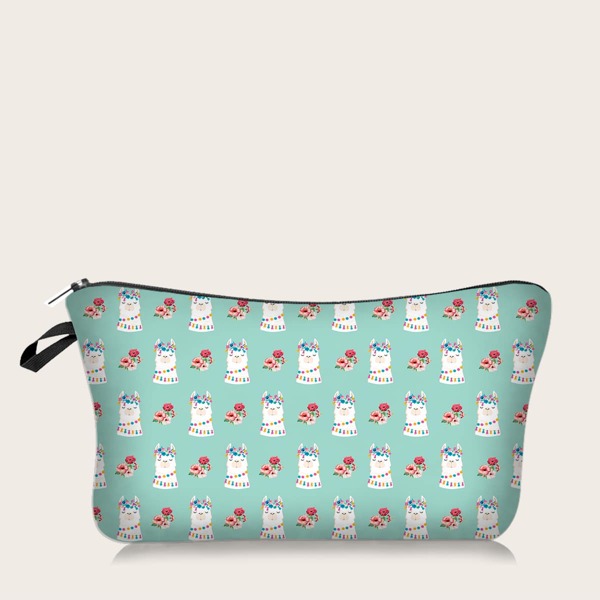 

Alpaca Cartoon Graphic Makeup Bag, Multicolor