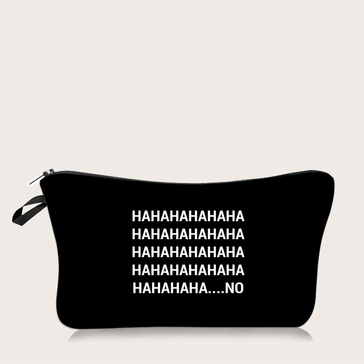 

Letter Graphic Makeup Bag, Black and white
