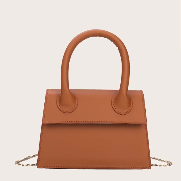 

Minimalist Flap Satchel Bag, Brown